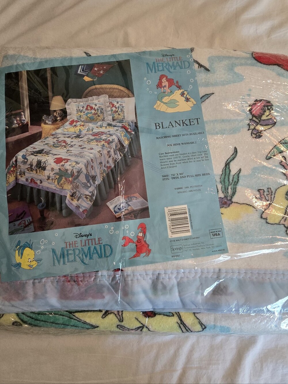 Little Mermaid Disney Blanket NOS Twin/Full 1989